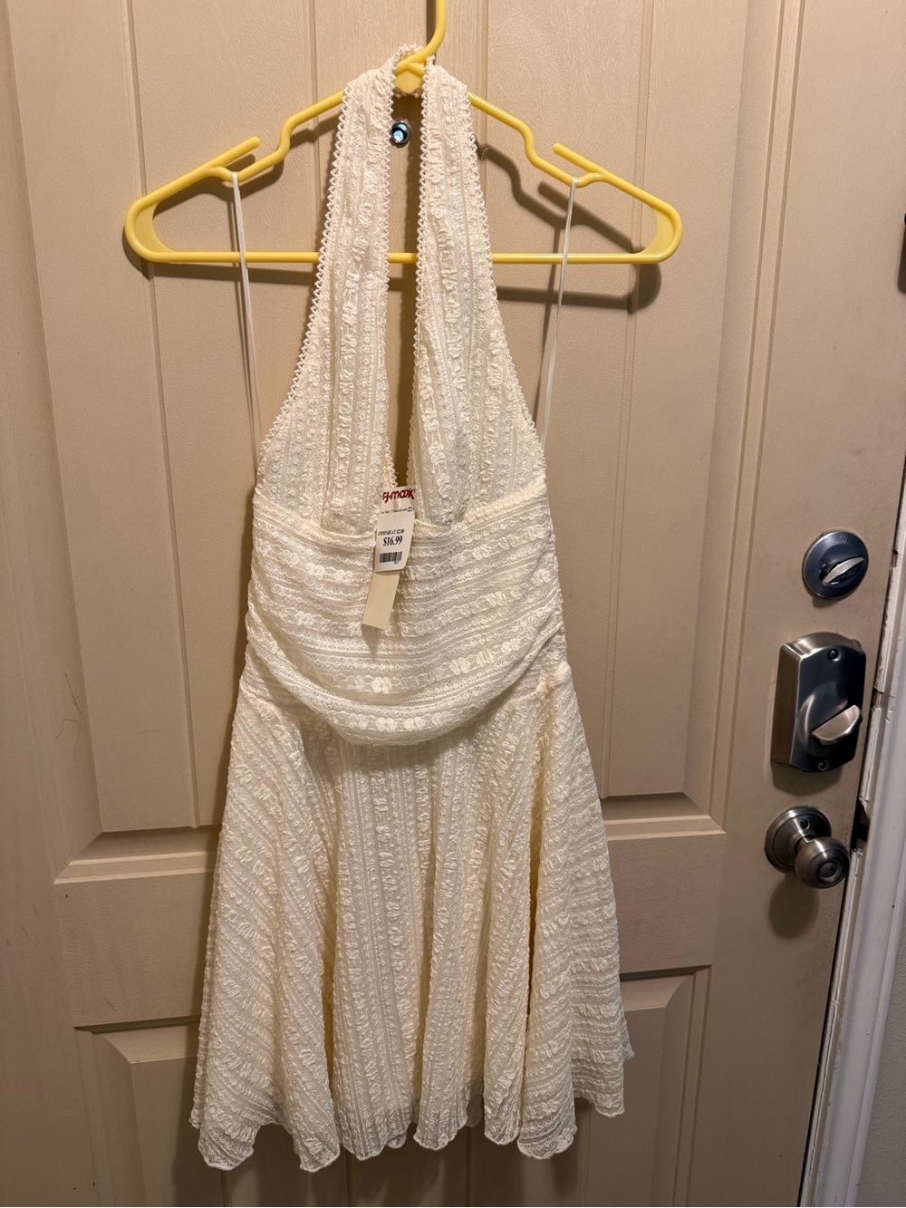 Halter Neck Ivory Lace Fit & Flare Dress